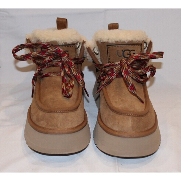 UGG FUNKARRA CUFF CHESTNUT SUEDE SHEEPSKIN PLATFORM SHOE BOOTS SIZE‎ 9 WOMEN - Picture 4 of 6